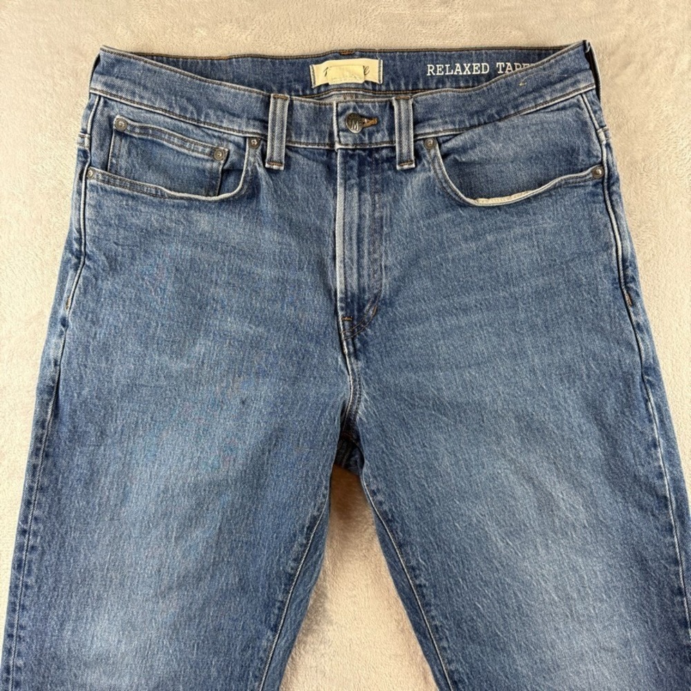 Madewell Jeans Mens 34x32 Blue Relaxed Taper Stretch Dark Wash Denim